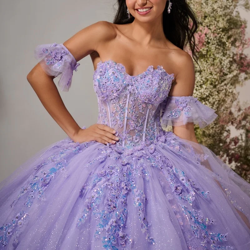 Блестящие фиолетовые платья Quinceanera по индивидуальному заказу с открытыми плечами, тюлевая аппликация с блестками, кружевное платье с 3D цветами, Vestido De 15, Quinceanera
Блестящие фиолетовые платья Quinceanera по индивидуальному заказу с открытыми плечами, тюлевая аппликация с блестками, кружевное платье с 3D цветами, Vestido De 15, Quinceanera