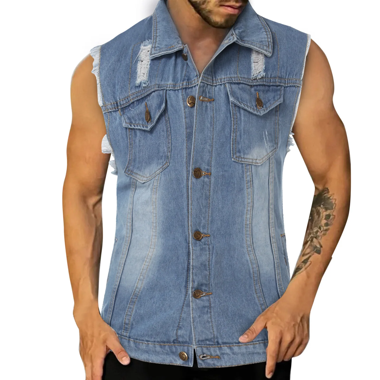 Мужские рубашки, большой и высокий мужской тонкий джинсовый жилет, повседневный жилет с вышивкой, жилет с лацканами, кардиган без капюшона, компрессионный топ для плавания
Мужские рубашки, большой и высокий мужской тонкий джинсовый жилет, повседневный жилет с вышивкой, жилет с лацканами, кардиган без капюшона, компрессионный топ для плавания