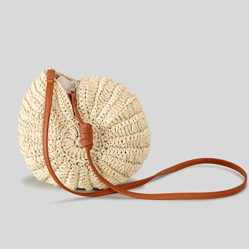 Bohemian style Seashell Shaped Straw Crossbody Bag Round Woven Beach Bag with PU Leather Strap Summer Vacation and Beach Trips
Bohemian style Seashell Shaped Straw Crossbody Bag Round Woven Beach Bag with PU Leather Strap Summer Vacation and Beach Trips