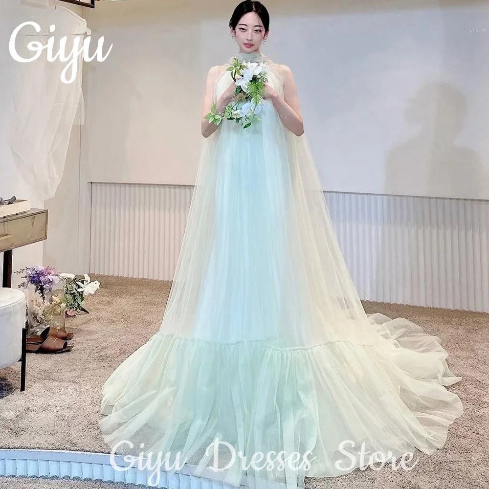 Giyu Elegant Mint Green A-line Korea Evening Dresses Halter Tulle Ruffle Floor-Length Evening Gown Dress Customsied 2025 웨딩드레스
Giyu Elegant Mint Green A-line Korea Evening Dresses Halter Tulle Ruffle Floor-Length Evening Gown Dress Customsied 2025 웨딩드레스