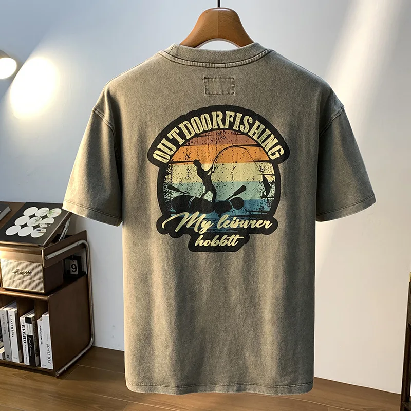 American loose short sleeved T-shirt men's 2025 spring/summer new trendy brand printed elastic breathable round neck casual top
American loose short sleeved T-shirt men's 2025 spring/summer new trendy brand printed elastic breathable round neck casual top
