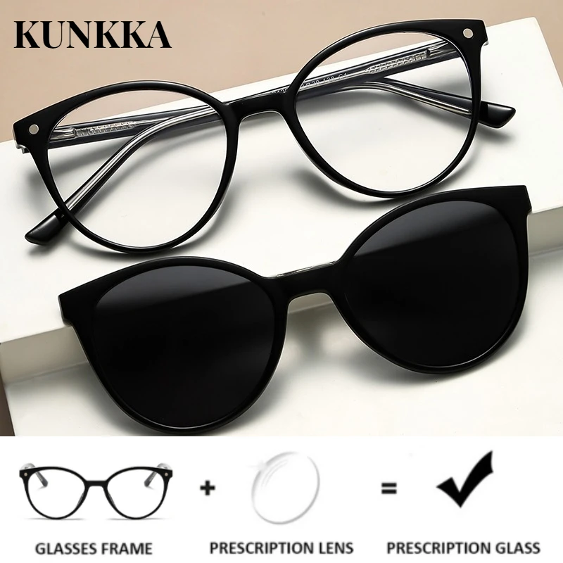 KUNKKA Magnet Clip on Sunglasses Cat Eye Women Polarized Gray TR90 Frame Custom Prescription Female Myopia Glasses New CT1207T5
KUNKKA Magnet Clip on Sunglasses Cat Eye Women Polarized Gray TR90 Frame Custom Prescription Female Myopia Glasses New CT1207T5
