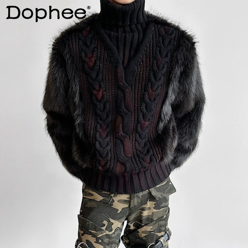 Модные теплые шикарные свитера с воротником-стойкой и вставками из искусственного меха, вязаные изделия для мужчин и женщин, новинка зимы 2025, высококачественные толстые пуловеры, вязаные топы
Модные теплые шикарные свитера с воротником-стойкой и вставками из искусственного меха, вязаные изделия для мужчин и женщин, новинка зимы 2025, высококачественные толстые пуловеры, вязаные топы