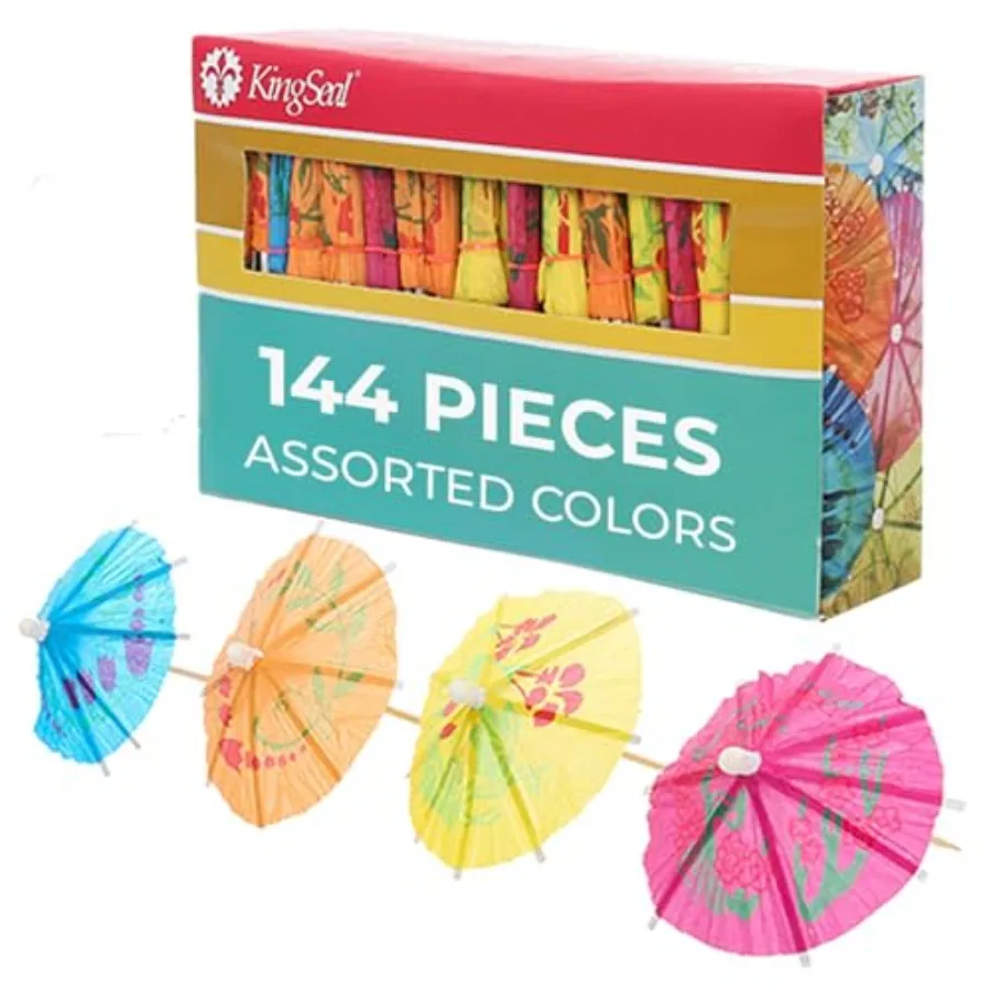 144 Count 4 Inch Umbrella Parasol Cocktail Picks, Cupcake Toppers, Assorted Colors and Designs, Tiki, Luau, Hawaii, Bulk Pack -
144 Count 4 Inch Umbrella Parasol Cocktail Picks, Cupcake Toppers, Assorted Colors and Designs, Tiki, Luau, Hawaii, Bulk Pack -
