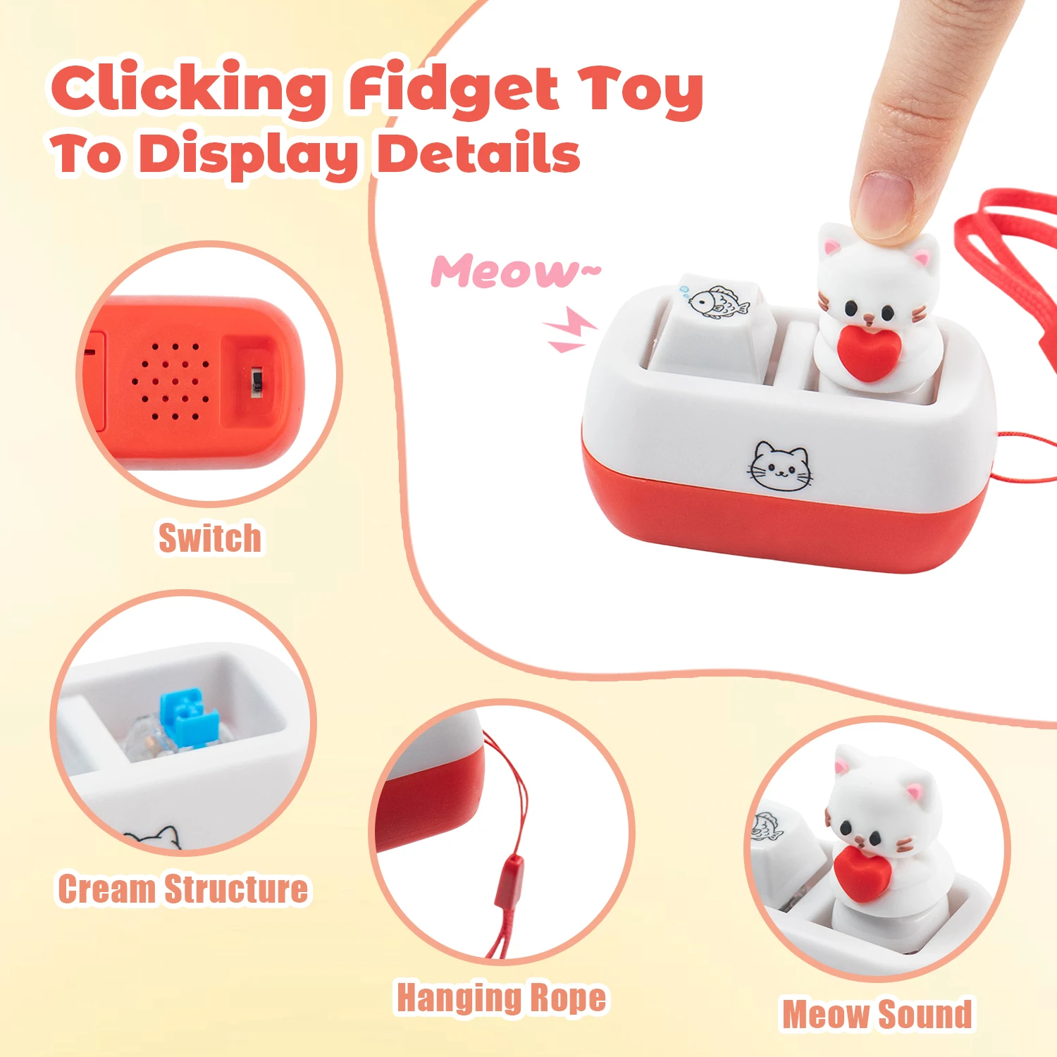 Cute Kitten Keyboard fidget Toy with RGB Light Voice Button toy Keyboard Button Stress Relief Fidget Clicker
Cute Kitten Keyboard fidget Toy with RGB Light Voice Button toy Keyboard Button Stress Relief Fidget Clicker