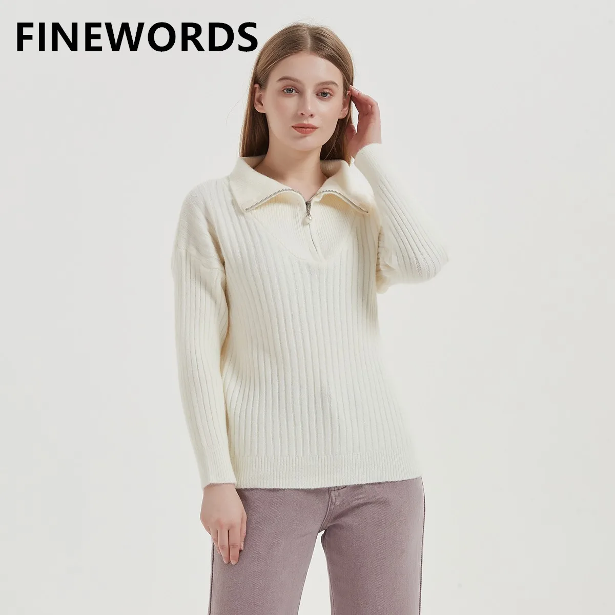 FINEWORDS Winter Zipper Neck Knitted Sweater Women Warm Casual Solid Pullover Loose Sweaters Long Sleeve Vintage Korean Tops
FINEWORDS Winter Zipper Neck Knitted Sweater Women Warm Casual Solid Pullover Loose Sweaters Long Sleeve Vintage Korean Tops