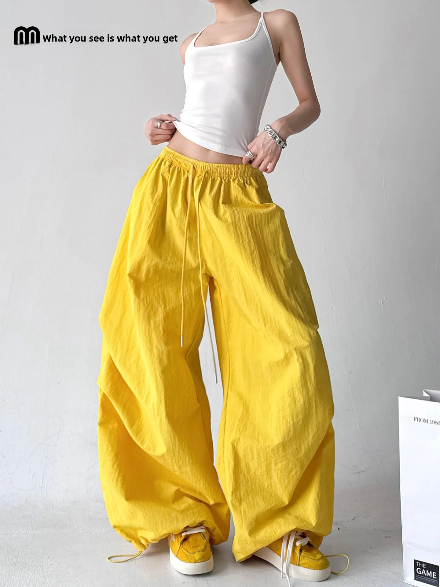 Yellow High Waist Wide Leg Pants Women's Loose Fit Casual Trousers Korean Style Summer New Arrival Slimming Effect
Yellow High Waist Wide Leg Pants Women's Loose Fit Casual Trousers Korean Style Summer New Arrival Slimming Effect