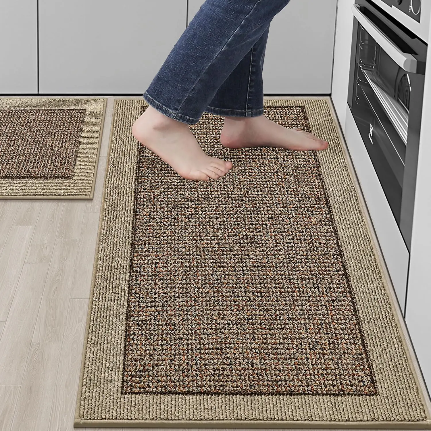 BEQHAUSE Kitchen Rugs and Mats Set of 2 Non-Slip Kitchen Mats for Floor, Absorbent and Stain Resistant Kitchen Runner, Machine Washable Rugs for Kitchen, Laundry & Sink, 20"x32"+20"x48", Taupe
BEQHAUSE Kitchen Rugs and Mats Set of 2 Non-Slip Kitchen Mats for Floor, Absorbent and Stain Resistant Kitchen Runner, Machine Washable Rugs for Kitchen, Laundry & Sink, 20"x32"+20"x48", Taupe