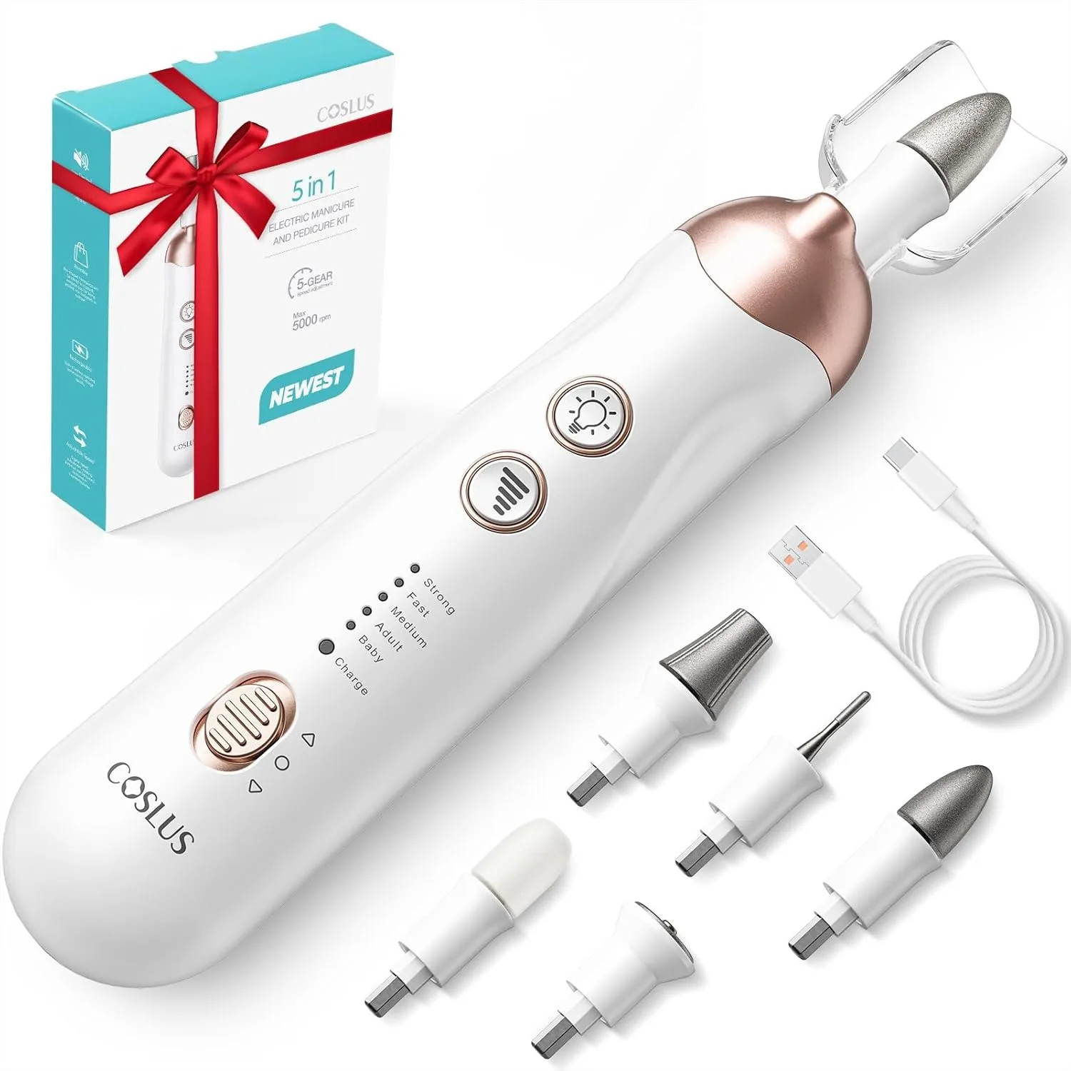 5 in 1 Electric Nail File Set, Cordless Nail Drill for Thick Toenails, Callus Remover & Buffer for Women Men Baby
5 in 1 Electric Nail File Set, Cordless Nail Drill for Thick Toenails, Callus Remover & Buffer for Women Men Baby