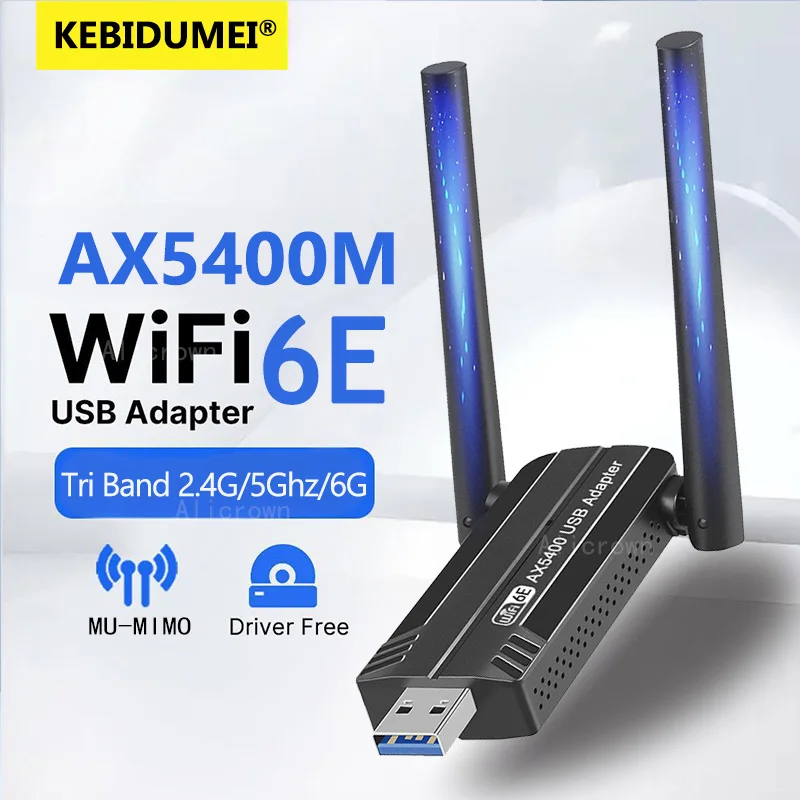 WiFi 6E USB 3.0 WiFi card 5400Mbps Tri-Band 2.4G/5G/6GHz Dongle Network Card AX5400 Ethernet Adapter For Win10/11 Driver Free
WiFi 6E USB 3.0 WiFi card 5400Mbps Tri-Band 2.4G/5G/6GHz Dongle Network Card AX5400 Ethernet Adapter For Win10/11 Driver Free