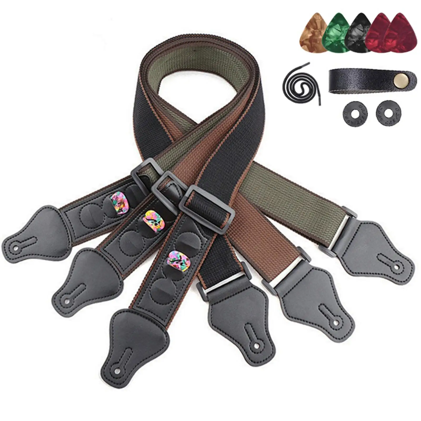 Adjustable Guitar Strap, Adjustable PU Leather Ends, Comfort Guitar Shoulder Straps Belts, with Picks for Classical Guitar
Adjustable Guitar Strap, Adjustable PU Leather Ends, Comfort Guitar Shoulder Straps Belts, with Picks for Classical Guitar