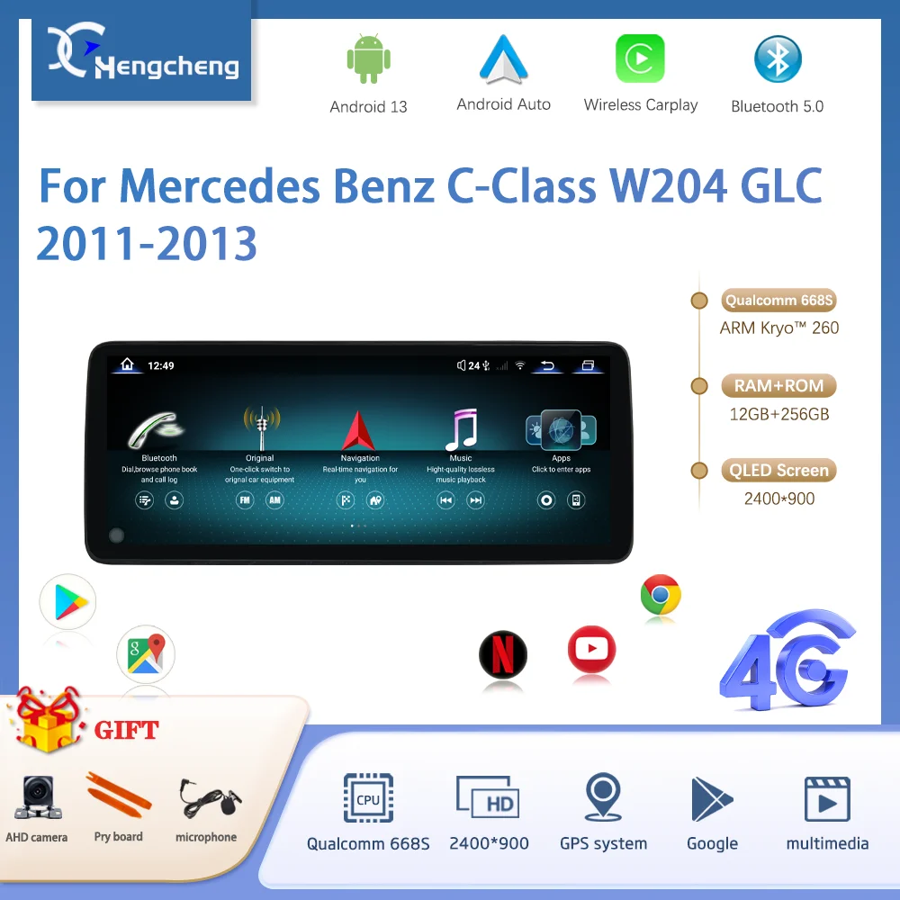 12.8" Car Multimedia Player For Mercedes Benz C-Class W204 GLC 2011-2013 GPS Navigation Android Radio Carplay 4G WiFi 360 camera
12.8" Car Multimedia Player For Mercedes Benz C-Class W204 GLC 2011-2013 GPS Navigation Android Radio Carplay 4G WiFi 360 camera