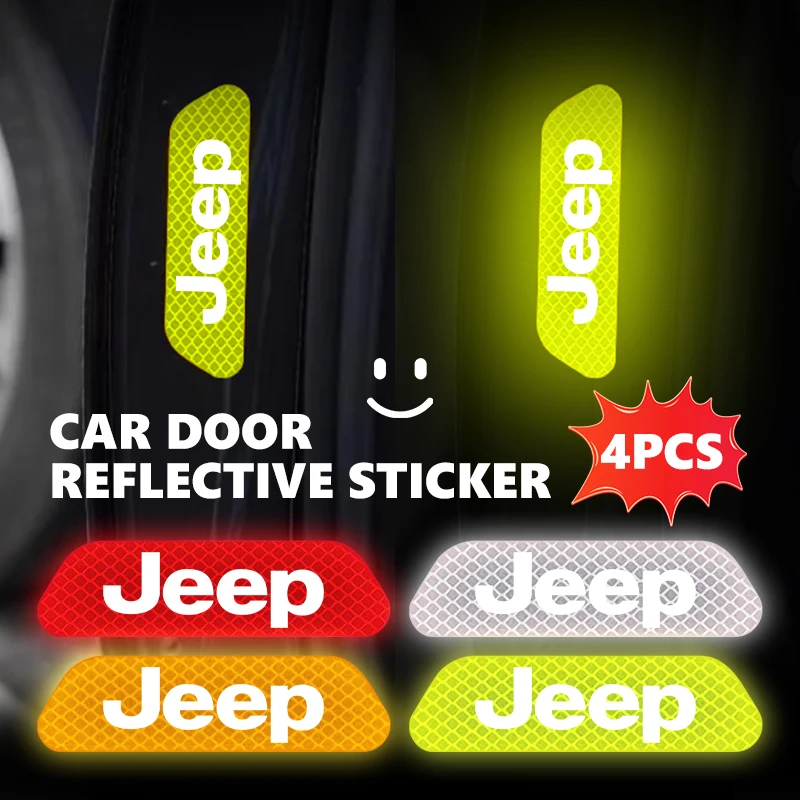 4pcs Reflective Car Accessories Door Sticker Safety Tape Inside Auto Accessories For Jeep Grand Cherokee Wrangler JK Renegade
4pcs Reflective Car Accessories Door Sticker Safety Tape Inside Auto Accessories For Jeep Grand Cherokee Wrangler JK Renegade
