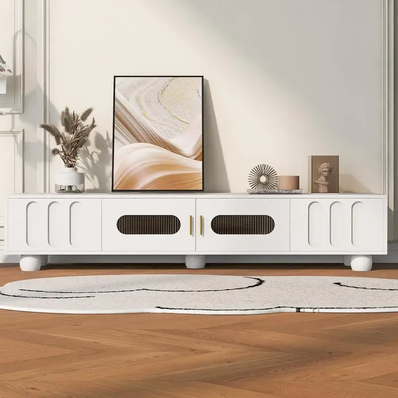 Modern TV Stand for TVs up to 80in, Entertainment Center with Glass Door, TV Storage Cabinet featuring Solid Wood Legs & Metal
Modern TV Stand for TVs up to 80in, Entertainment Center with Glass Door, TV Storage Cabinet featuring Solid Wood Legs & Metal