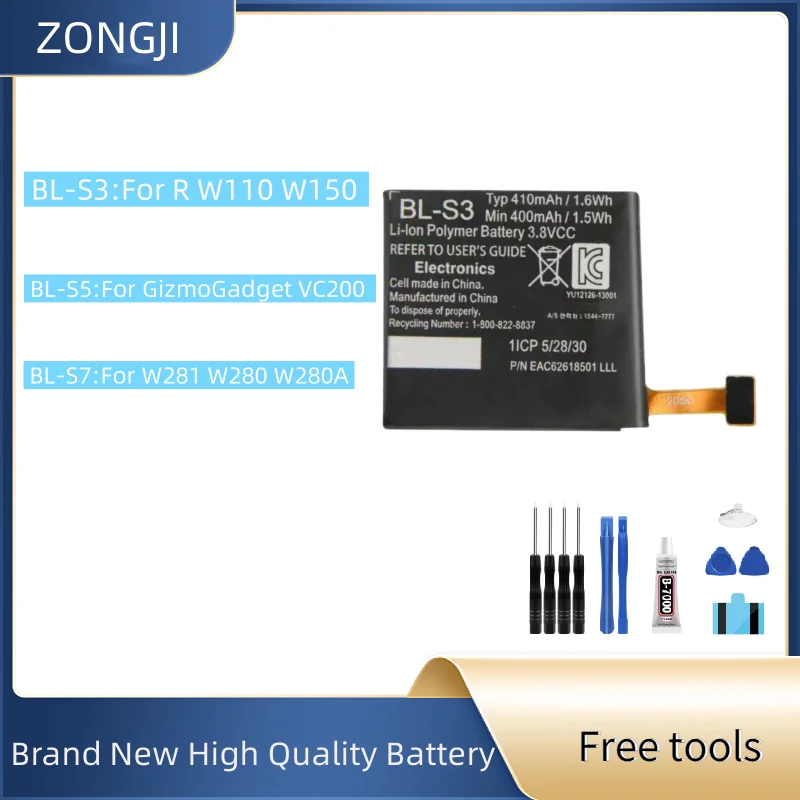 Новый аккумулятор для часов BL-S3 R W110 W150 BL-S5 GizmoGadget VC200 BL-S7 W281 W280 W280A + бесплатные инструменты 
Новый аккумулятор для часов BL-S3 R W110 W150 BL-S5 GizmoGadget VC200 BL-S7 W281 W280 W280A + бесплатные инструменты