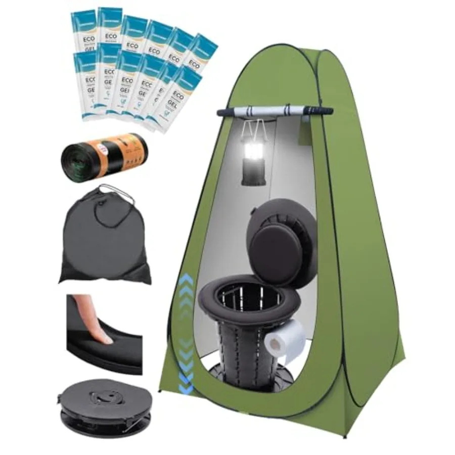 Portable Toilet with Pop-Up Privacy Tent, Camping Lantern, Compact Travel Toilet with Lid, Waste Bags and Gel Packs Outdoor, RV
Portable Toilet with Pop-Up Privacy Tent, Camping Lantern, Compact Travel Toilet with Lid, Waste Bags and Gel Packs Outdoor, RV
