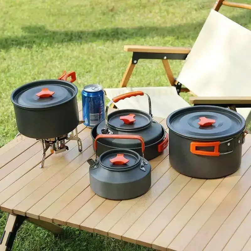 Outdoor cookware, camping cookware, outdoor kettle, tea making, portable pot set, picnic set, complete set
Outdoor cookware, camping cookware, outdoor kettle, tea making, portable pot set, picnic set, complete set