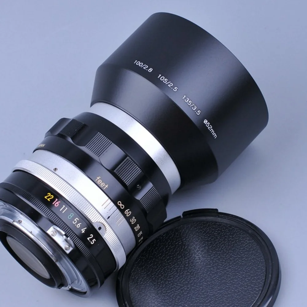 52mm Round Metal Camera Lens Hood for Nikon Nikkor Ai Nikkor E 100mm F2.8 40f2 AI105mm F2.5S Hood Lens Cap Replaces Accessories
52mm Round Metal Camera Lens Hood for Nikon Nikkor Ai Nikkor E 100mm F2.8 40f2 AI105mm F2.5S Hood Lens Cap Replaces Accessories