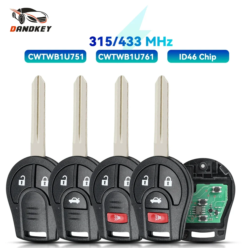 Dandkey 5PCS Car Remote Key for NISSAN Juke March Qashqai Sunny Sylphy Tiida X-Trail 315Mhz 433MHz CWTWB1U751 / CWTWB1U761
Dandkey 5PCS Car Remote Key for NISSAN Juke March Qashqai Sunny Sylphy Tiida X-Trail 315Mhz 433MHz CWTWB1U751 / CWTWB1U761