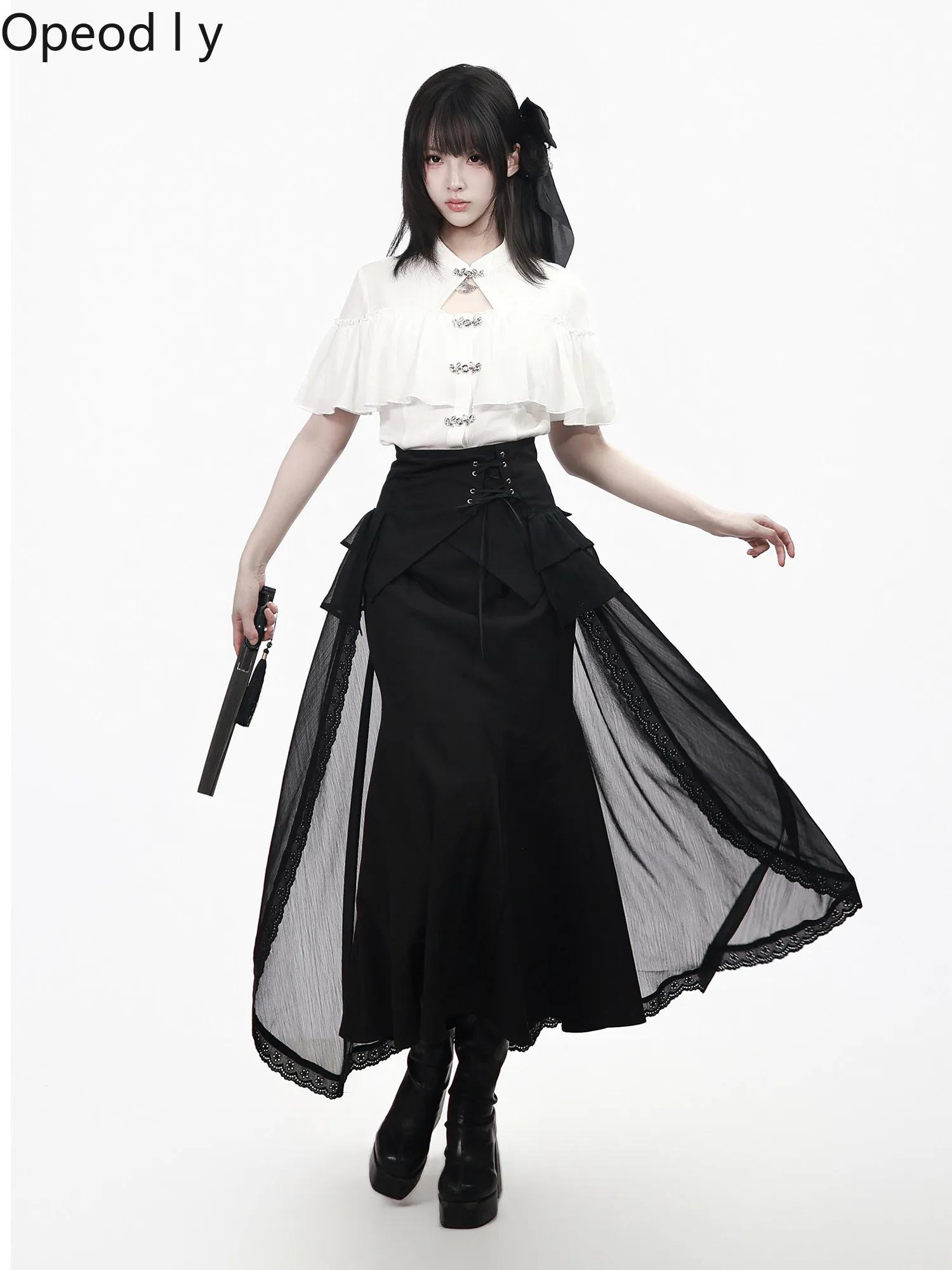 Y2k Japanese Original Gothic Style Sweet Cool Girl Lolita Suit Straps Slim High Waist Skirt and Short Sleeve Lotus Leaf Shirt
Y2k Japanese Original Gothic Style Sweet Cool Girl Lolita Suit Straps Slim High Waist Skirt and Short Sleeve Lotus Leaf Shirt
