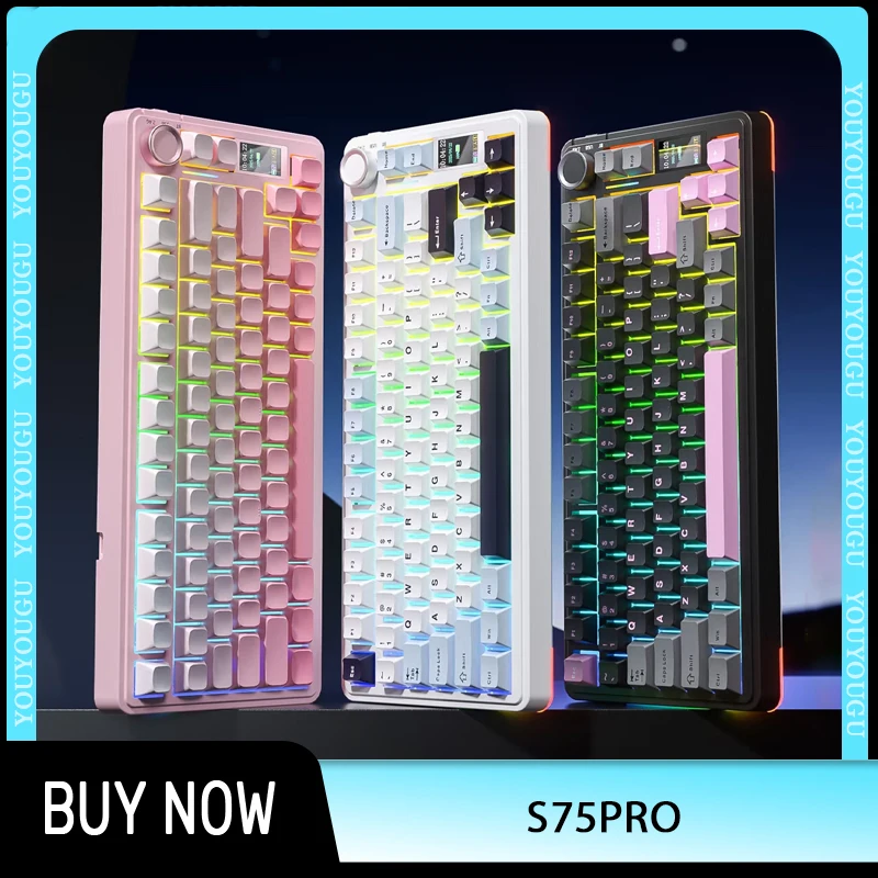 AULA S75Pro Механическая клавиатура Трехрежимная беспроводная клавиатура RGB 4000 мАч Прокладка экрана Игровая клавиатура Аксессуары для ПК Подарки для геймеров
AULA S75Pro Механическая клавиатура Трехрежимная беспроводная клавиатура RGB 4000 мАч Прокладка экрана Игровая клавиатура Аксессуары для ПК Подарки для геймеров