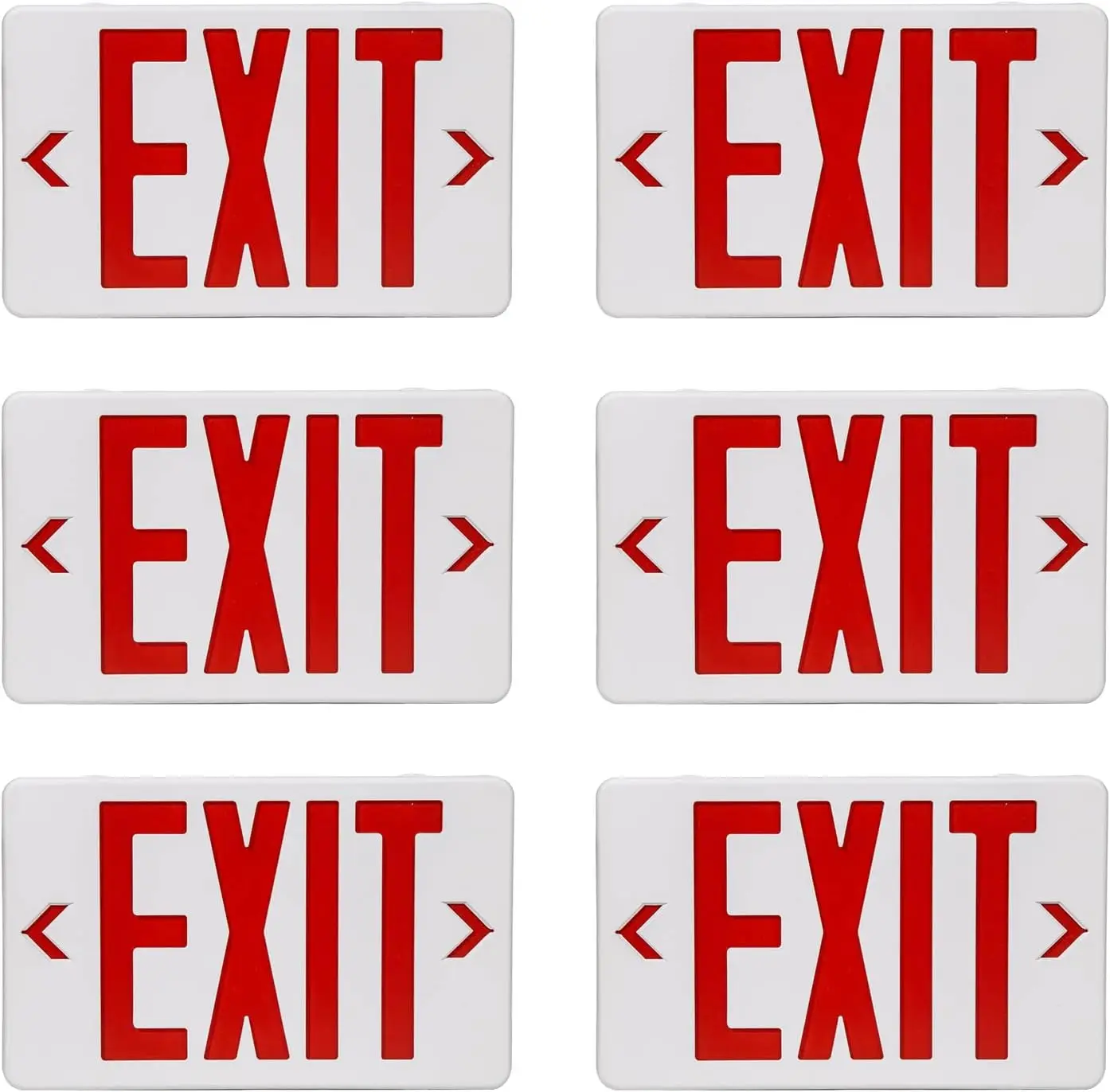 Red Exit Sign with Emergency LED Lights, Battery Backup, UL Listed, 120/277V, Hardwired, 6-Pack
Red Exit Sign with Emergency LED Lights, Battery Backup, UL Listed, 120/277V, Hardwired, 6-Pack