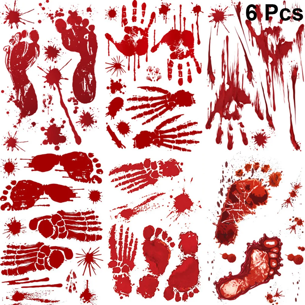 6pcs Decorative Halloween Stickers Horrible Wall Decals Red Blood Hand Blood Footprint Dripping Blood Wall Paste (
6pcs Decorative Halloween Stickers Horrible Wall Decals Red Blood Hand Blood Footprint Dripping Blood Wall Paste (