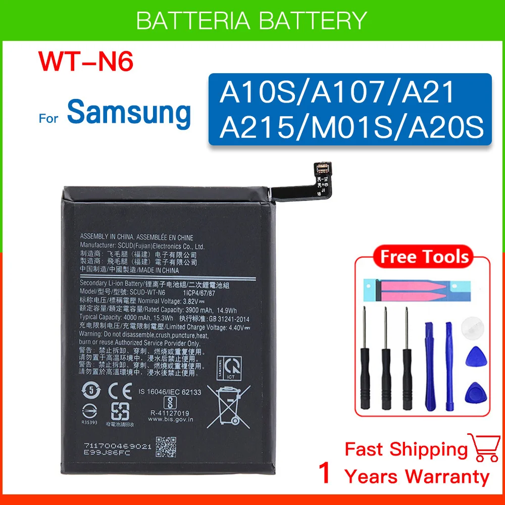 SCUD-WT-N6 4000mAh Replacement Mobile Phone Battery For Samsung Galaxy A10s A20s SM-A2070 SM-A107F Batteria+ Tools
SCUD-WT-N6 4000mAh Replacement Mobile Phone Battery For Samsung Galaxy A10s A20s SM-A2070 SM-A107F Batteria+ Tools