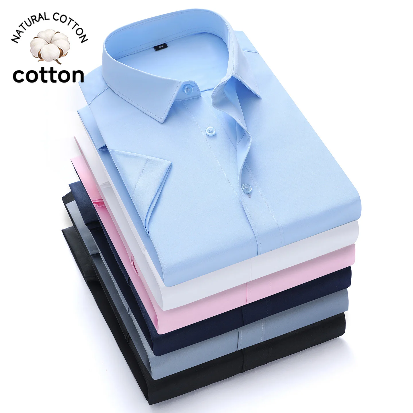 Brand Clothing Men's Summer Business Short Sleeve Shirt 40%Cotton Solid Color Work Office Formal Work Top Light Blue Shirts Men
Brand Clothing Men's Summer Business Short Sleeve Shirt 40%Cotton Solid Color Work Office Formal Work Top Light Blue Shirts Men