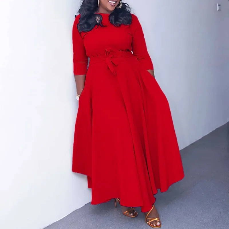 Elegant Vintage Casual Bow Tie Maxi Long Dress 2024 Spring Autumn Solid O Neck Three Quarter Sleeve Big Hem Dress
Elegant Vintage Casual Bow Tie Maxi Long Dress 2024 Spring Autumn Solid O Neck Three Quarter Sleeve Big Hem Dress