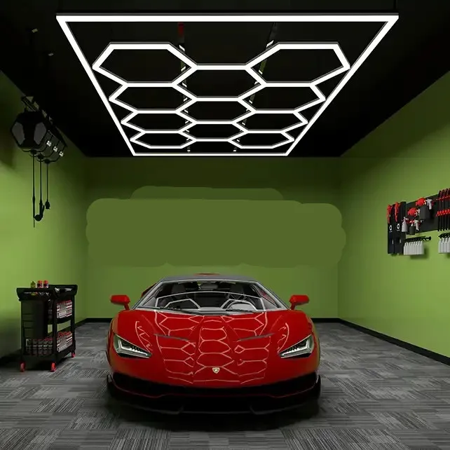 Customized 2.4*3.6M Hexagon Garage Lights for Auto Detailing Car Workshop Showroom with Outline
Customized 2.4*3.6M Hexagon Garage Lights for Auto Detailing Car Workshop Showroom with Outline