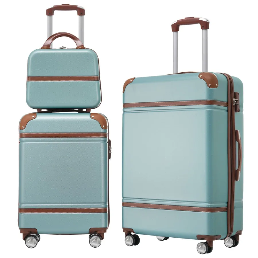 Hardshell luggage sets for travel: 3-piece green spinner suitcases 20+24 and cosmetic case with TSA lock, lightweight polypropy
Hardshell luggage sets for travel: 3-piece green spinner suitcases 20+24 and cosmetic case with TSA lock, lightweight polypropy
