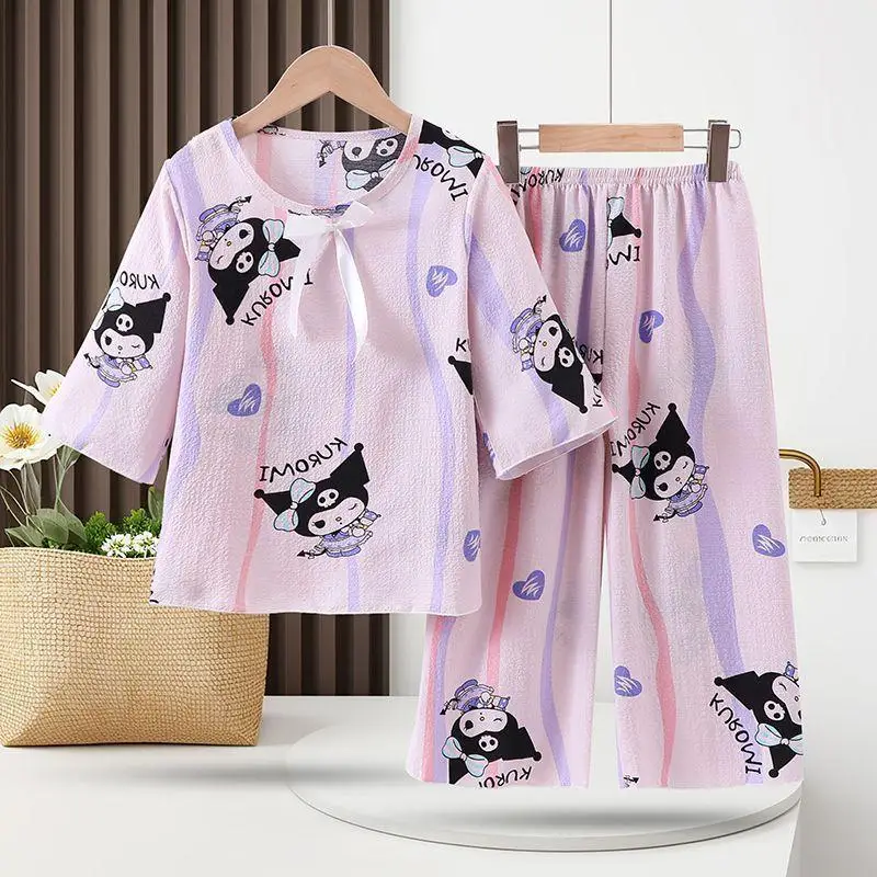 Sanrio Girls Short Sleeve 2Pcs Cinnamoroll Children's Cotton Pajamas Seven-Quarter Sleeve Medium Large Children's Home Clothing
Sanrio Girls Short Sleeve 2Pcs Cinnamoroll Children's Cotton Pajamas Seven-Quarter Sleeve Medium Large Children's Home Clothing