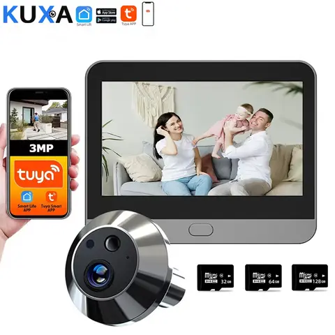 3MP Pixel 5000mAh Tuya/Smart Life WiFi 4.3-inch Screen Digital 130 ° Wide View Angle Peekhole Eye with PIR Detection Door Camera