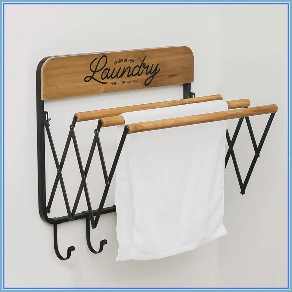 Retractable Wall Mounted Laundry Rack, 3 Bars & 5 Hooks, Space Saving Clothes Drying Rack for Bathroom, Mudroom
Retractable Wall Mounted Laundry Rack, 3 Bars & 5 Hooks, Space Saving Clothes Drying Rack for Bathroom, Mudroom