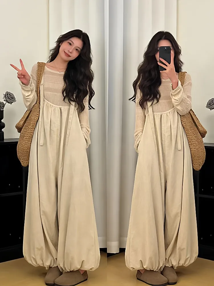 Spring Casual Style Women's Knitted Hollow out Top And Overalls Set plus Size Layering Fashionable Lazy Wind Ensemble
Spring Casual Style Women's Knitted Hollow out Top And Overalls Set plus Size Layering Fashionable Lazy Wind Ensemble
