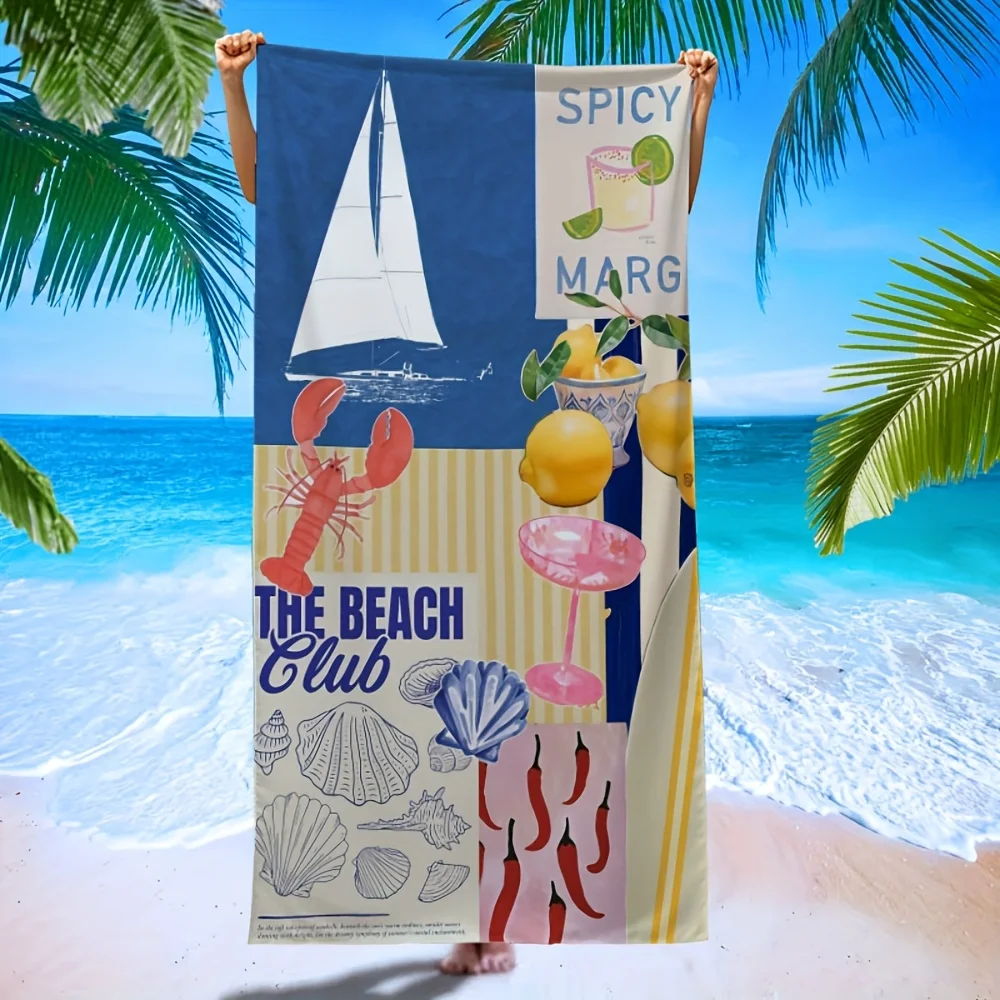 1pc Beach Towel - Windproof & Sun-Proof Ultra-Soft Microfiber with Vibrant Beach Club Design Boats, Cocktails, Lobster
1pc Beach Towel - Windproof & Sun-Proof Ultra-Soft Microfiber with Vibrant Beach Club Design Boats, Cocktails, Lobster