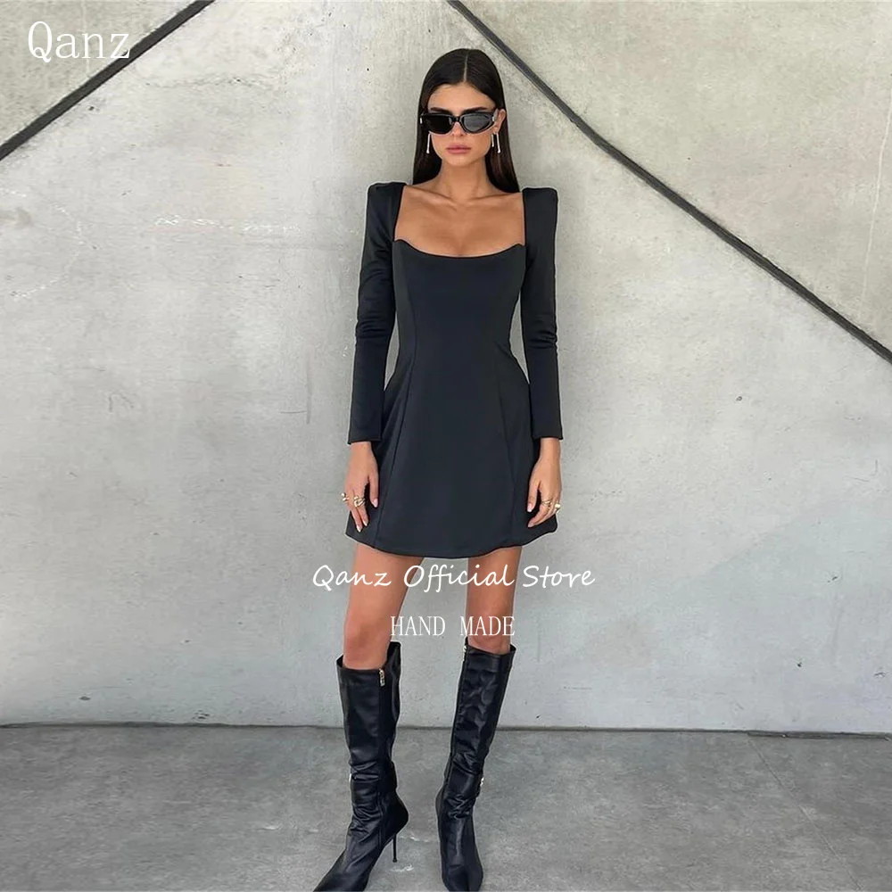 Qanz Simple Black Satin Prom Dresses Long Sleeves Above Knee Lace Up Back Short Vestidos De Gala Dresses 2025 Women Customized
Qanz Simple Black Satin Prom Dresses Long Sleeves Above Knee Lace Up Back Short Vestidos De Gala Dresses 2025 Women Customized