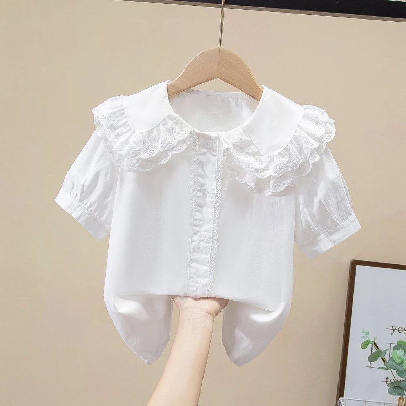 2026 New Girls Summer Shirt Kids Cotton Peter Pan Collar Short Sleeve White Blouse Casual Top for Daily Wear Children Clothing
2026 New Girls Summer Shirt Kids Cotton Peter Pan Collar Short Sleeve White Blouse Casual Top for Daily Wear Children Clothing