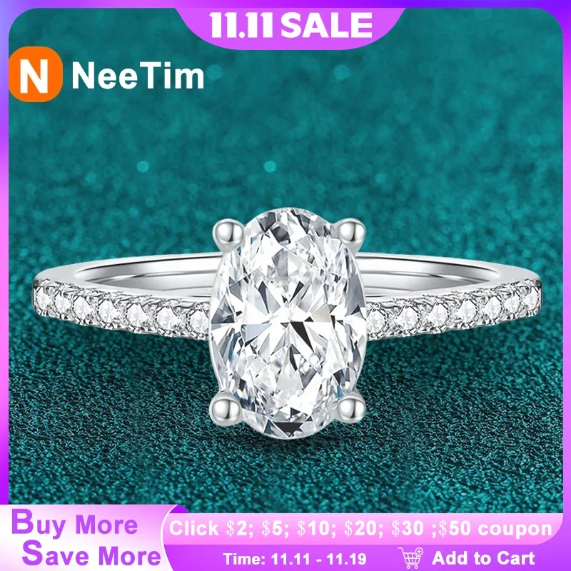NeeTim 1ct 2ct Oval Cut Moissanite Ring for Women 925 Sterling Silver with Gold Plated Lab Diamond Rings Bands Fine Jewelry Gift
NeeTim 1ct 2ct Oval Cut Moissanite Ring for Women 925 Sterling Silver with Gold Plated Lab Diamond Rings Bands Fine Jewelry Gift