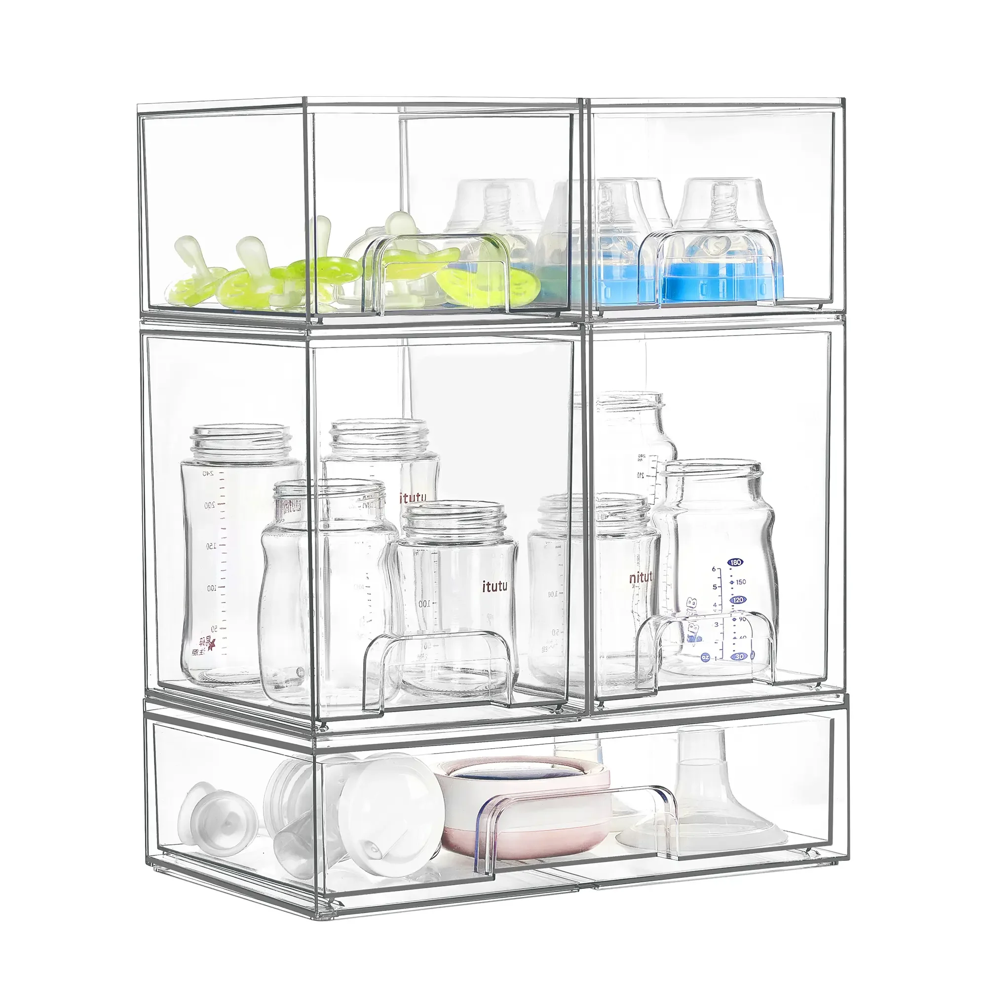 Vtopmart Stackable Nursery Bottle Station Set of 5/8 Clear Plastic Organizer Bins for Beauty Supplies Vanity Bathroom Cabinet Pantry Organization Multi-Size Flexible Design BPA-Free Safe, Mother's Day Gift Multifunctional Storage Bin Multilayer Storage
Vtopmart Stackable Nursery Bottle Station Set of 5/8 Clear Plastic Organizer Bins for Beauty Supplies Vanity Bathroom Cabinet Pantry Organization Multi-Size Flexible Design BPA-Free Safe, Mother's Day Gift Multifunctional Storage Bin Multilayer Storage
