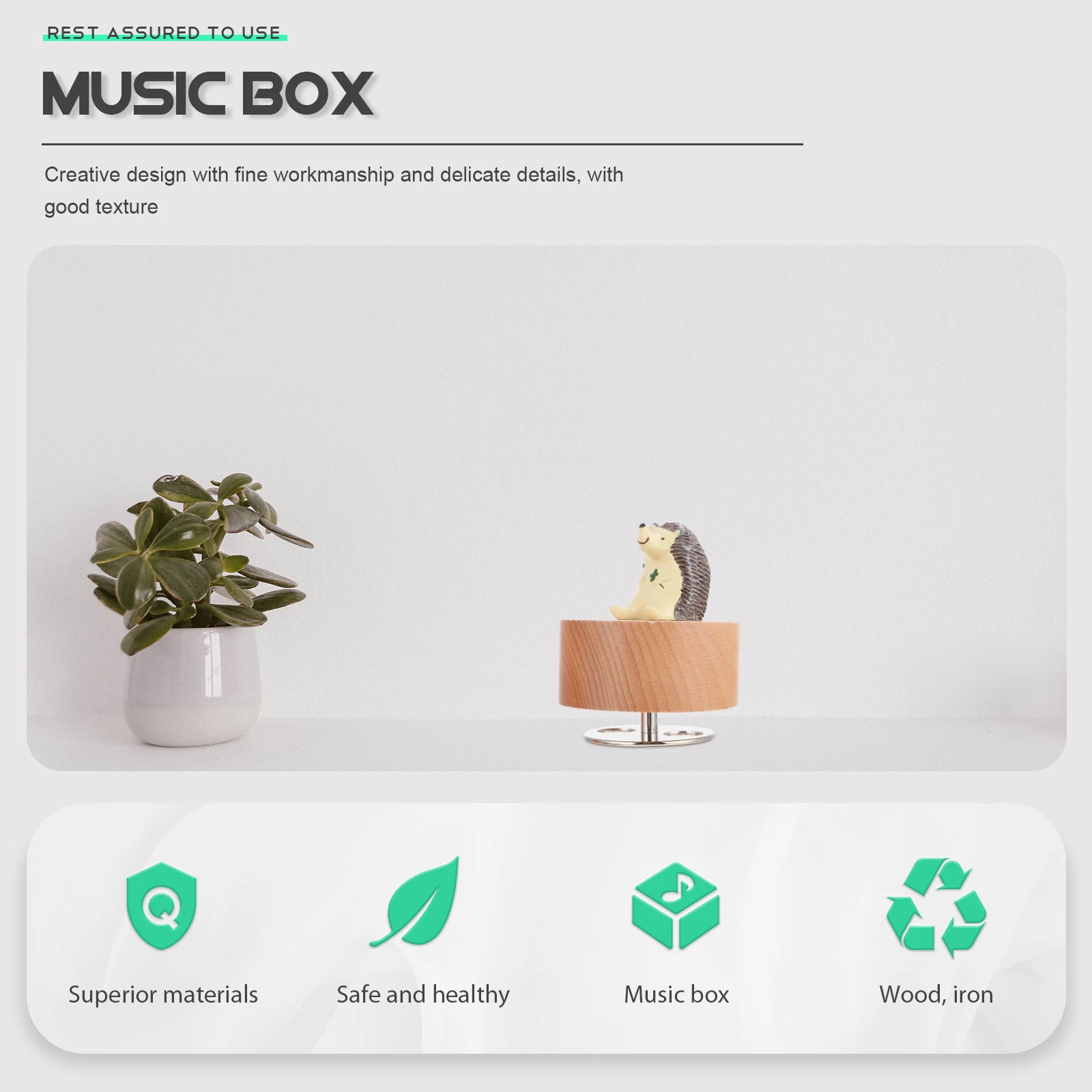 Creative Round Music Box Cartoon Animal Design Wooden Iron Material Fine Workmanship Valentine's Day Gift for Friends
Creative Round Music Box Cartoon Animal Design Wooden Iron Material Fine Workmanship Valentine's Day Gift for Friends