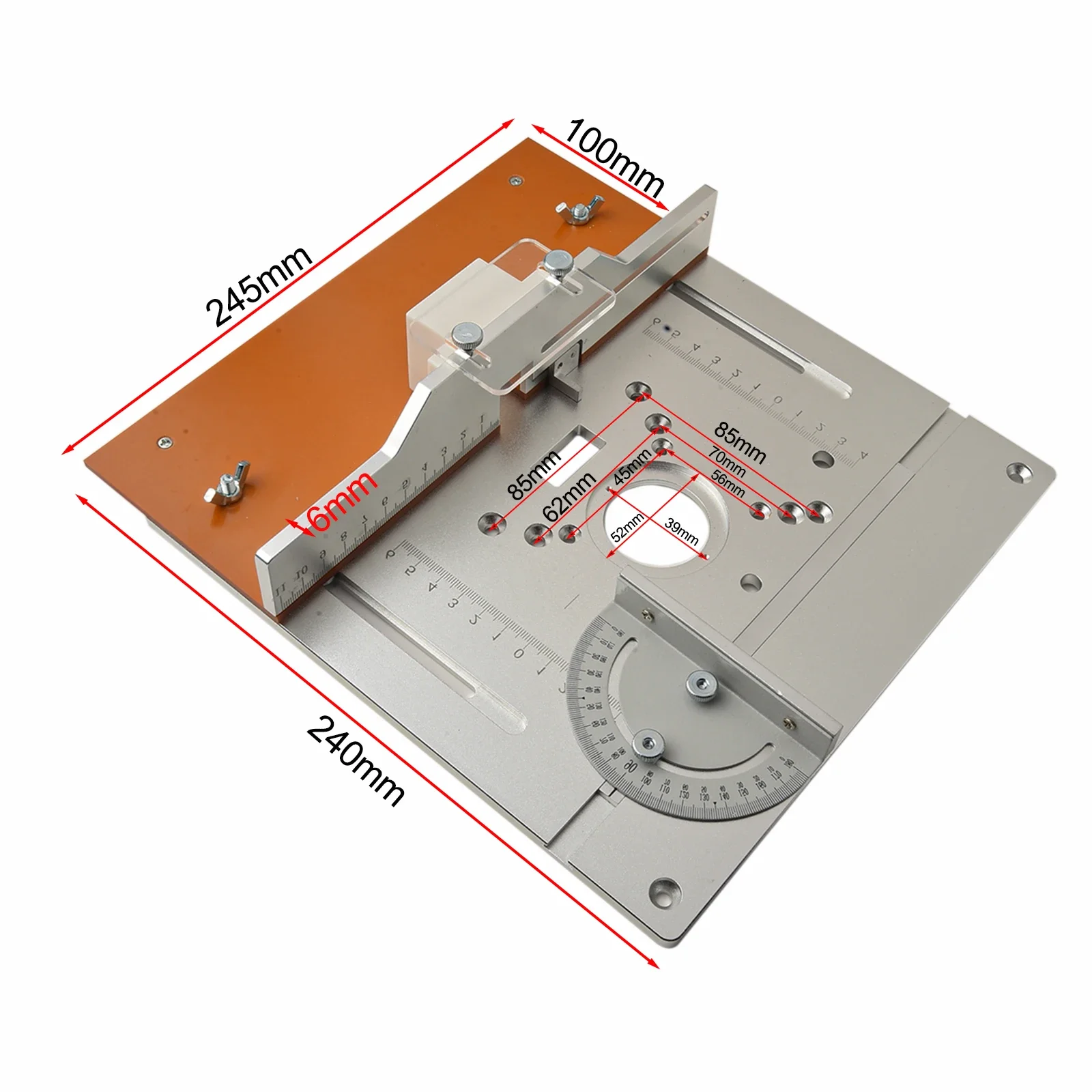 Aluminium Router Table Insert Plate Woodworking Trimmer Electric Wood Milling Flip Plate With Miter Gauge For DIY Working Benche
Aluminium Router Table Insert Plate Woodworking Trimmer Electric Wood Milling Flip Plate With Miter Gauge For DIY Working Benche