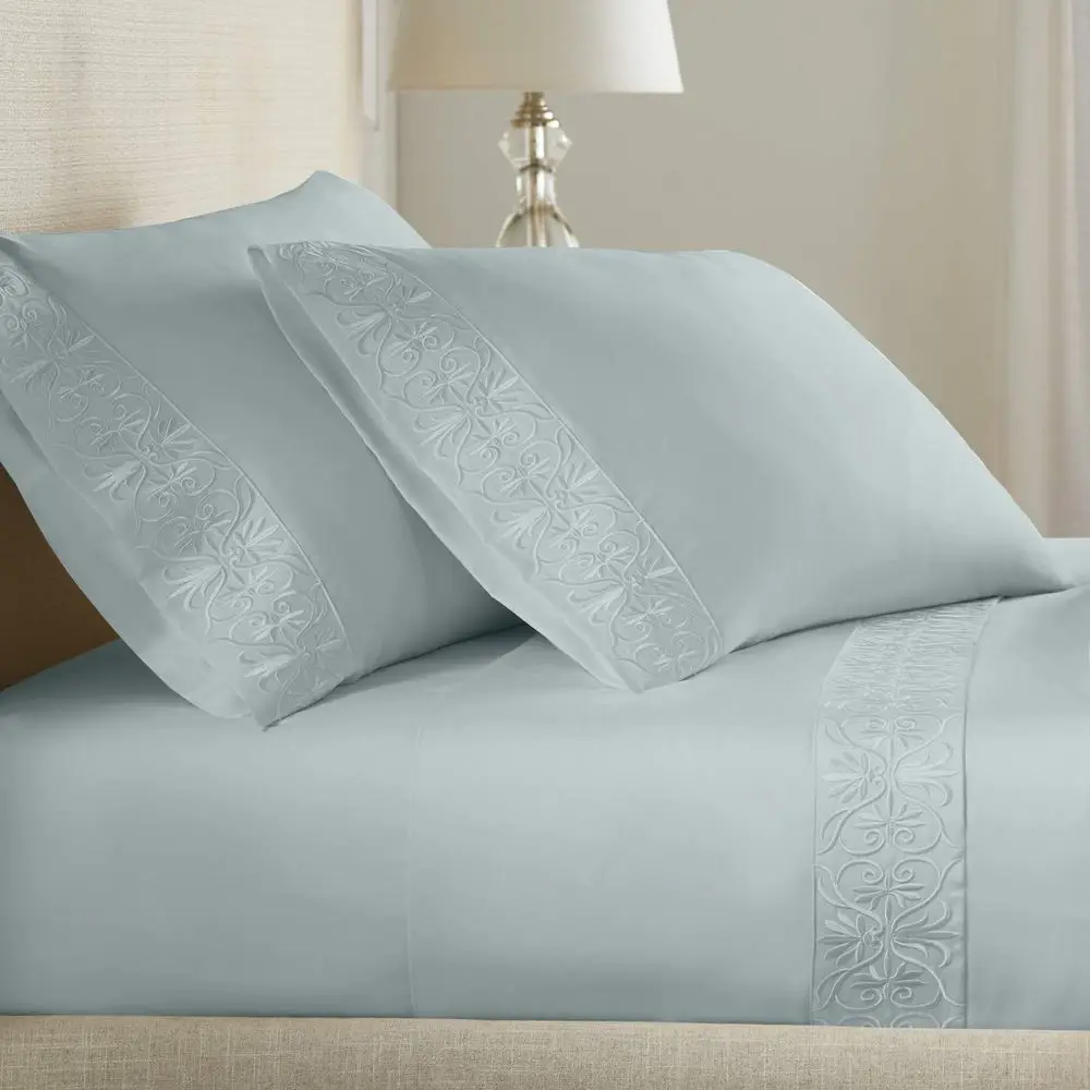 Ariane Sheet Set 100 Certified Egyptian Cotton, Scroll Embroidery, California King, Spa
Ariane Sheet Set 100 Certified Egyptian Cotton, Scroll Embroidery, California King, Spa