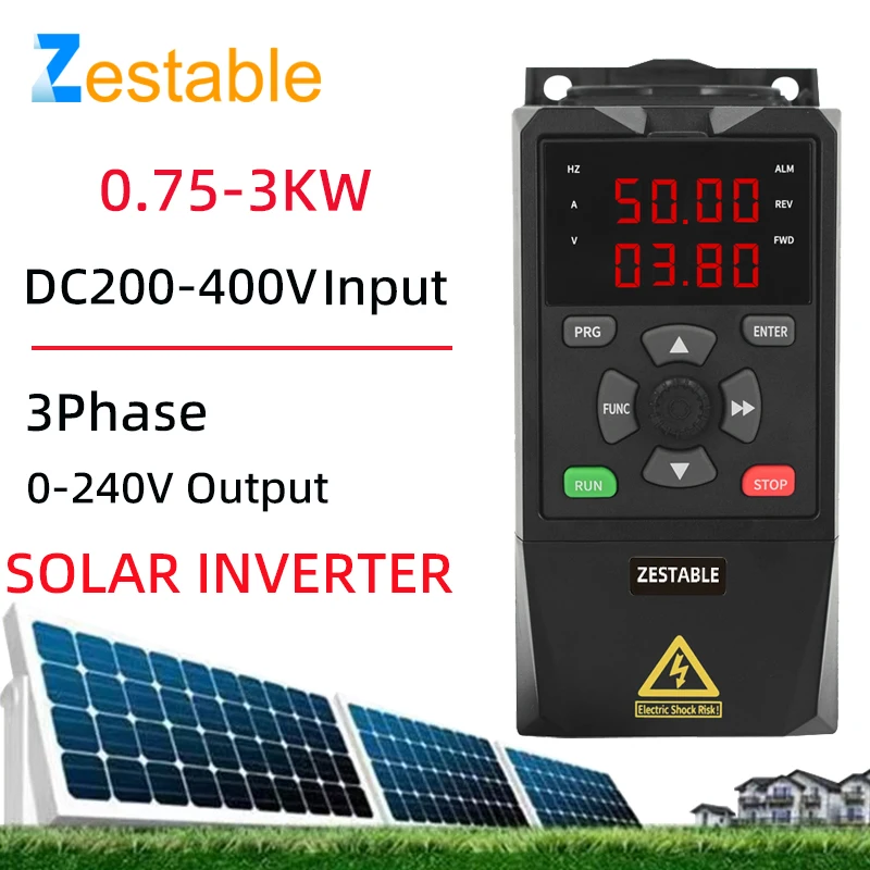 ZA280 Solar Inverter DC210-340V Input Voltage 0.75/1.5/2.2/3.0KW Variable Frequency Drive Converter for Motor Speed Control
ZA280 Solar Inverter DC210-340V Input Voltage 0.75/1.5/2.2/3.0KW Variable Frequency Drive Converter for Motor Speed Control