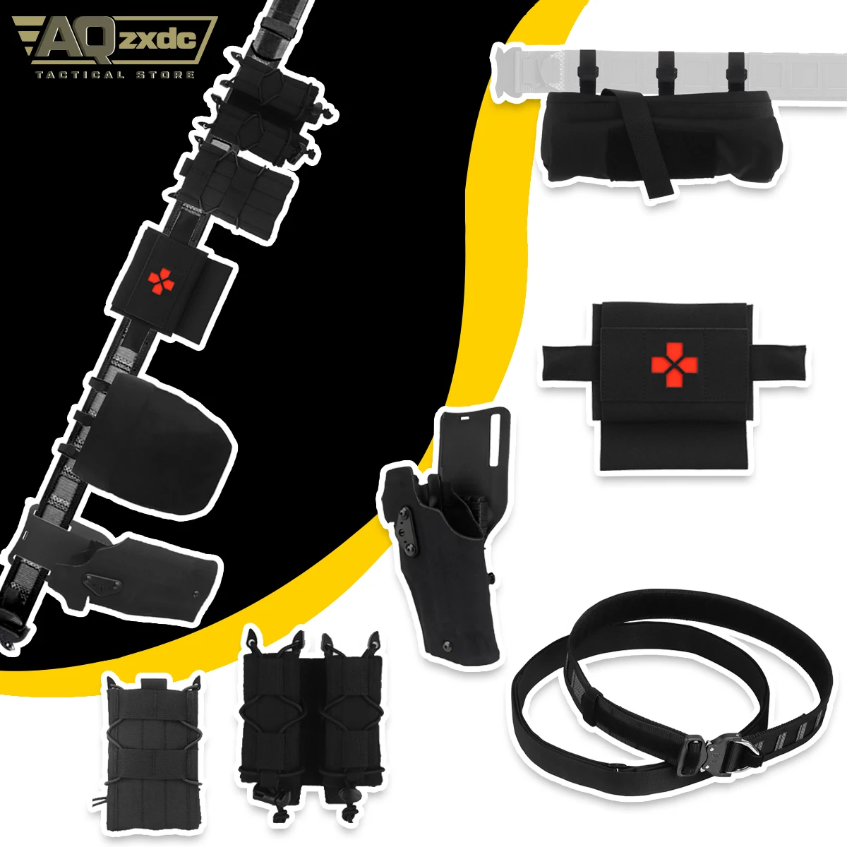 AQzxdc Tactical Left-Hand Holster Belt Set with Double Magazine Pouch, PHC Sundry Bag, Micro Trauma Kit, G17 Left-Hand Holster
AQzxdc Tactical Left-Hand Holster Belt Set with Double Magazine Pouch, PHC Sundry Bag, Micro Trauma Kit, G17 Left-Hand Holster