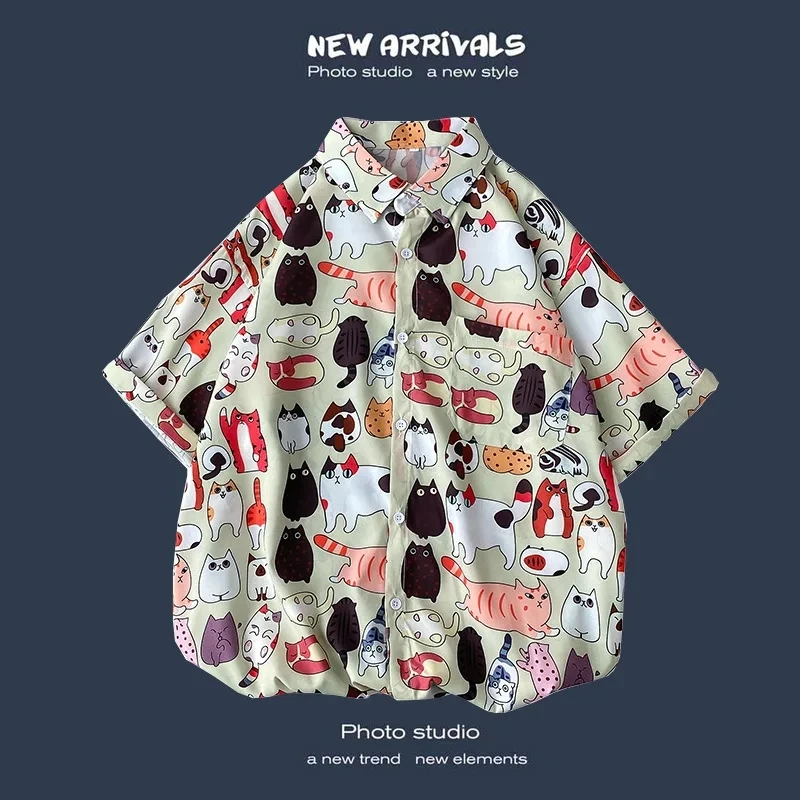 Men Street Fashion Summer Daily Shirt Hawaiian Cartoon Print Casual Loose Shirts Short Sleeve Beach Tops
Men Street Fashion Summer Daily Shirt Hawaiian Cartoon Print Casual Loose Shirts Short Sleeve Beach Tops