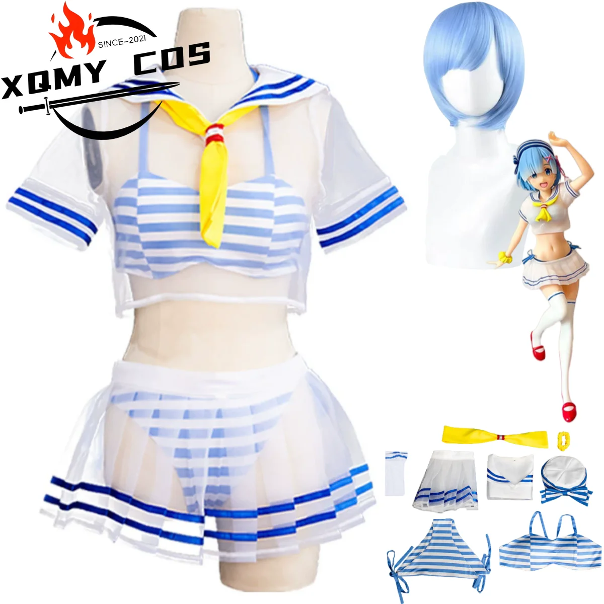 XqAnime Re:Life in A Different World From Zero Rem Cosplay Costume Wig Summer Day Swimsuit Sailor Suit Woman Sexy Beach Bikini S
XqAnime Re:Life in A Different World From Zero Rem Cosplay Costume Wig Summer Day Swimsuit Sailor Suit Woman Sexy Beach Bikini S