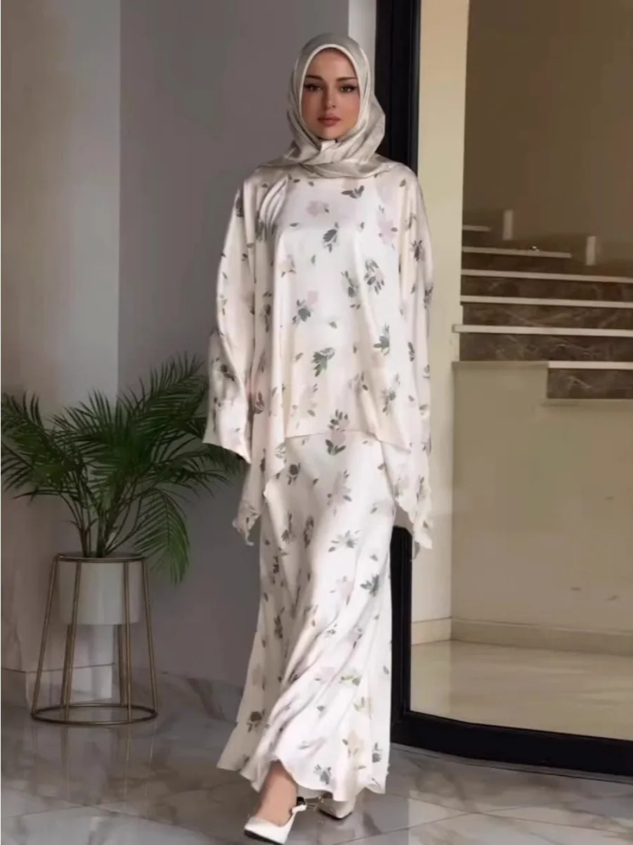 Women Dress Top 2 Piece Set Flower Print Eid Muslim Dubai Party Jalabiya Ramadan Long Dresses Morocco Kaftan Vestido Largos Arab
Women Dress Top 2 Piece Set Flower Print Eid Muslim Dubai Party Jalabiya Ramadan Long Dresses Morocco Kaftan Vestido Largos Arab