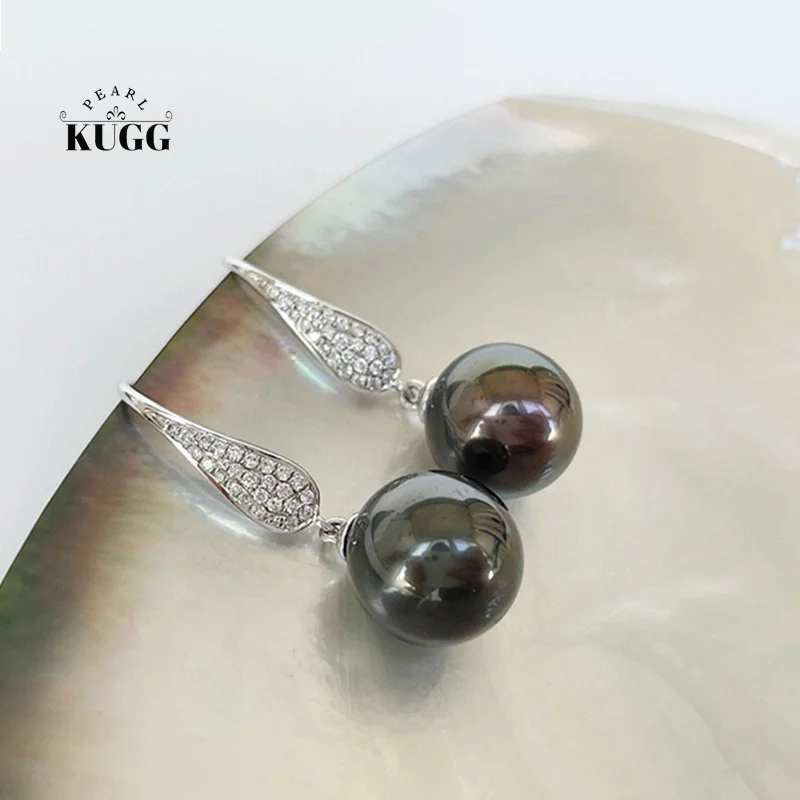 KUGG PEARL 18k White Gold Earrings 10-11mm Natural Tahiti Black Pearl Shiny Diamond Drop Earrings for Women High Wedding Jewelry
KUGG PEARL 18k White Gold Earrings 10-11mm Natural Tahiti Black Pearl Shiny Diamond Drop Earrings for Women High Wedding Jewelry